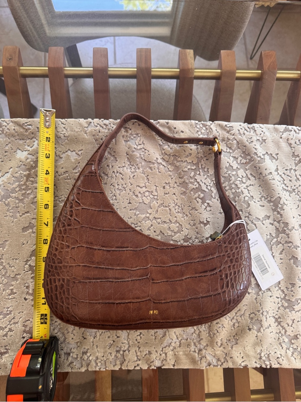 JW PEI Harlee Shoulder Bag in Brown Croc